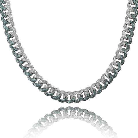 Emerald 2 Tone Men's Cuban Necklace