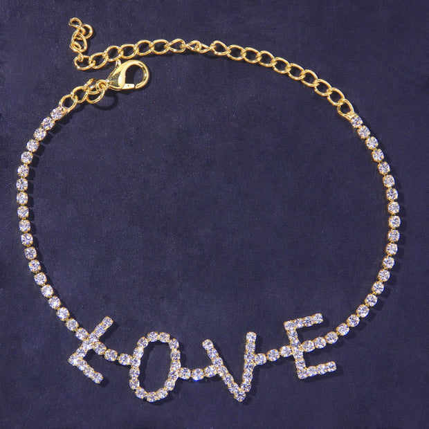 Love Rhinestone Anklet