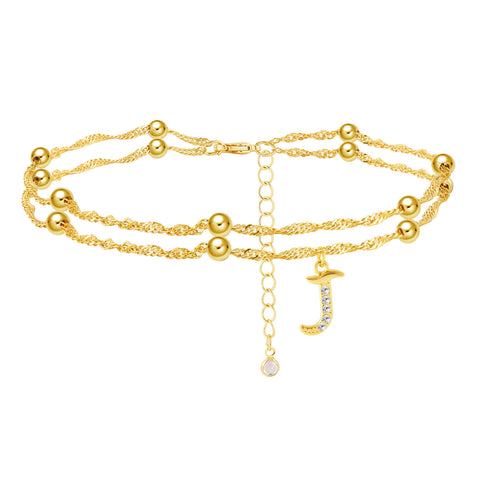 Double Chain Initial Anklet