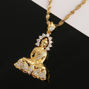 Gold Garden Buddha Pendant Necklace