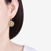 Round Diamond Drop Earrings