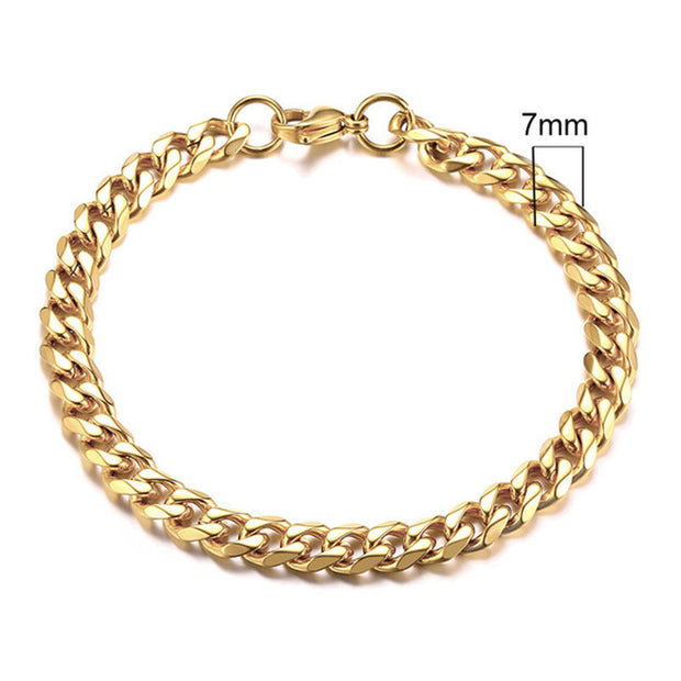 Men's Black Gold or Silver Cuban Chain Bracelet