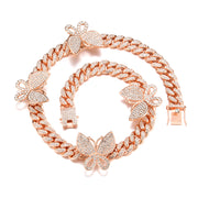 Full Diamond Miami Cuban Bracelet Butterfly Clasp Bangle