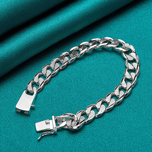 Silver Buckle Clasp Cuban Bracelet