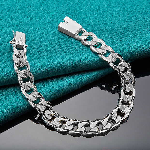 Silver Buckle Clasp Cuban Bracelet