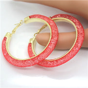 Multi Color "Crystal Mesh" Hoop Earrings