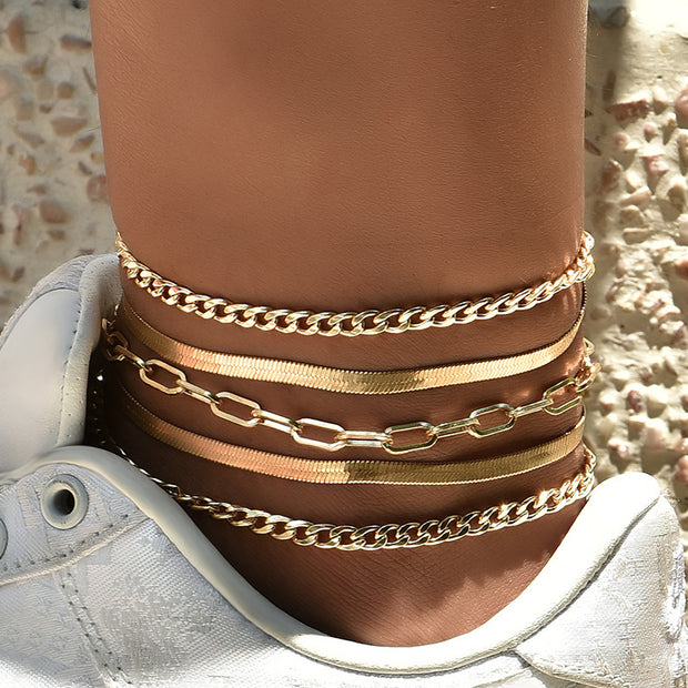 "Hi Five" Chain Anklet Set