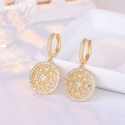 Round Diamond Drop Earrings