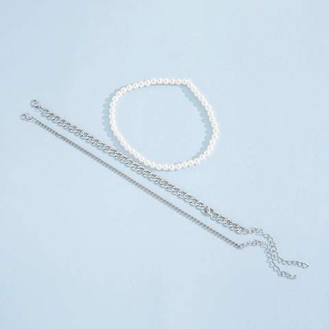 Three-Piece Pearl Mix And Match Anklet