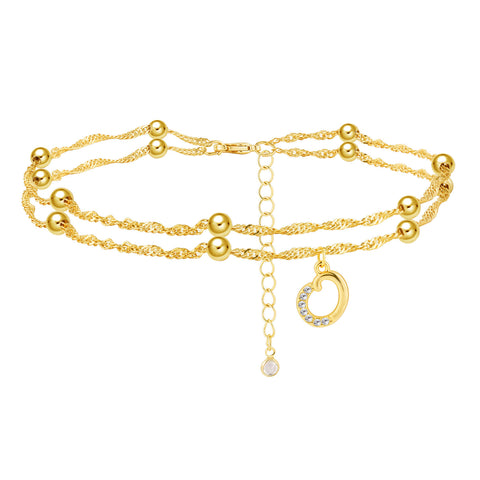 Double Chain Initial Anklet