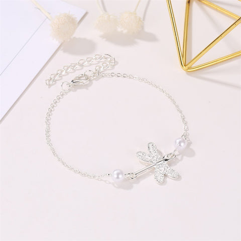 Ladies Dragonfly Pearl Anklet