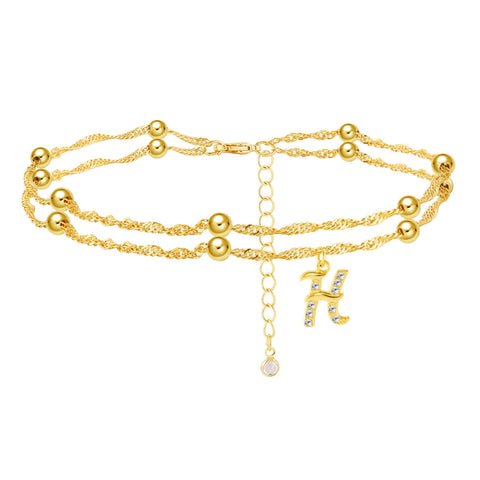 Double Chain Initial Anklet