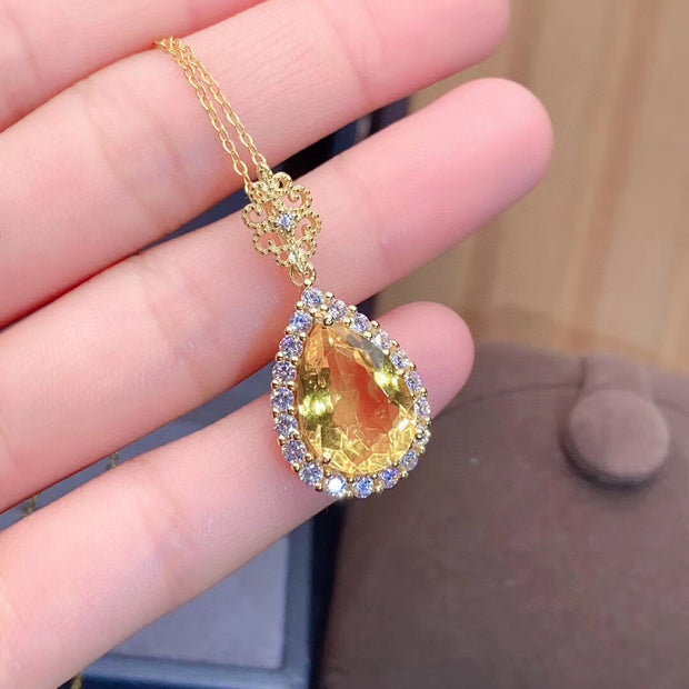 Citrine Crystal Pendant Necklace