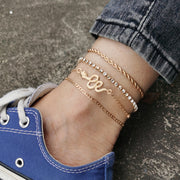 Four Piece Anklet Set