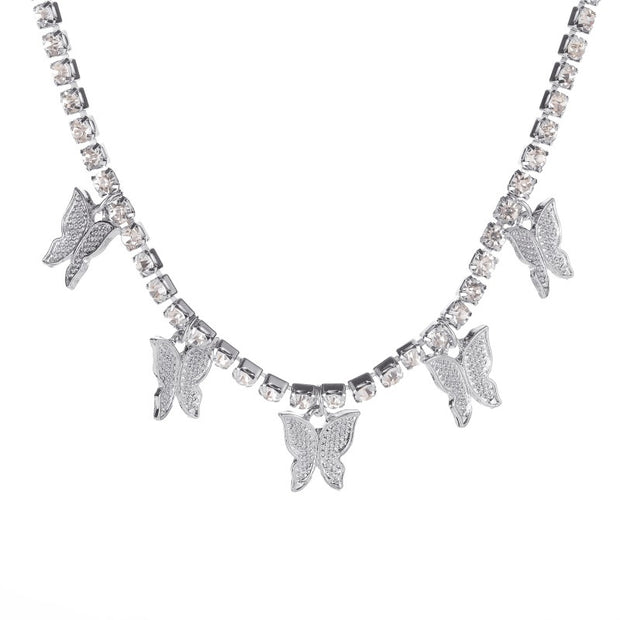 Rhinestone Butterfly Necklace