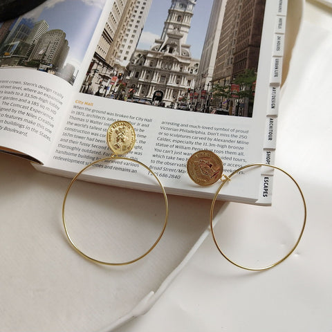 "When in Rome" Coin Hoop Earrings