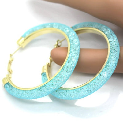 Multi Color "Crystal Mesh" Hoop Earrings