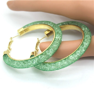 Multi Color "Crystal Mesh" Hoop Earrings