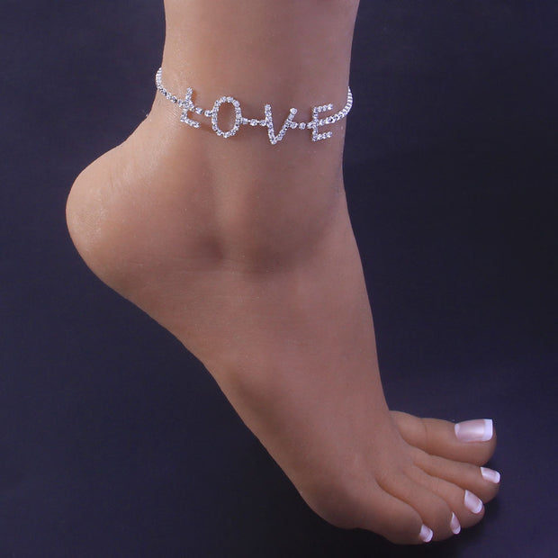 Love Rhinestone Anklet