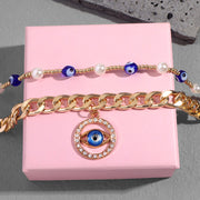 "Evil Eye" Round Pearl Necklace Set