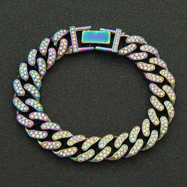 "Have Fun" Rhinestone Cuban Bracelet