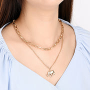 Two-piece Layered Elephant Pendant Necklace