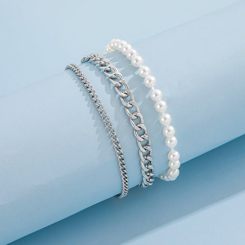 Three-Piece Pearl Mix And Match Anklet