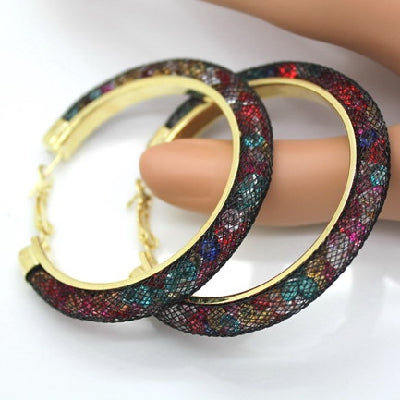 Multi Color "Crystal Mesh" Hoop Earrings