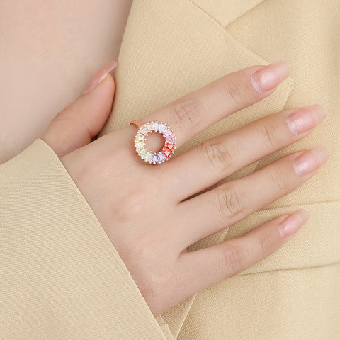 Rose Gold over Sterling Silver Rainbow Ring