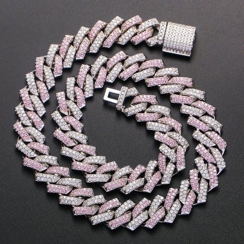 Unisex Pink Cuban Chain Necklace