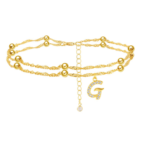 Double Chain Initial Anklet