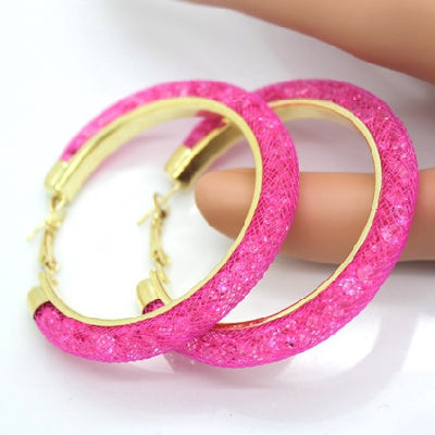 Multi Color "Crystal Mesh" Hoop Earrings